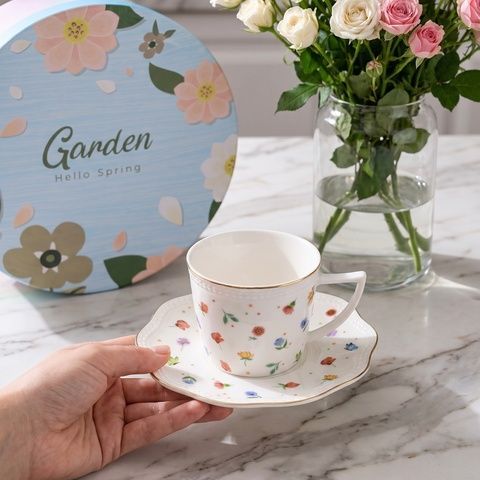 Набір чашок з блюдцями на 6 персон, "Tea Time", 250 мл, весняні квіти