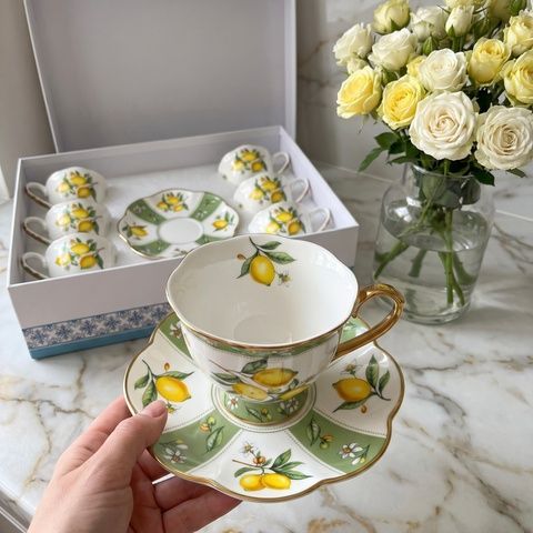 Набір чашок з блюдцями на 6 персон, "Tea Time", 220 мл, лимони